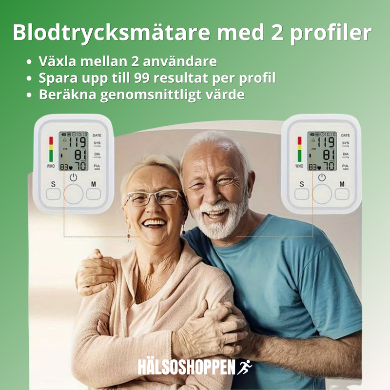 Digital Blodtrycksmätare - Minnesfunktion för 99 avläsningar