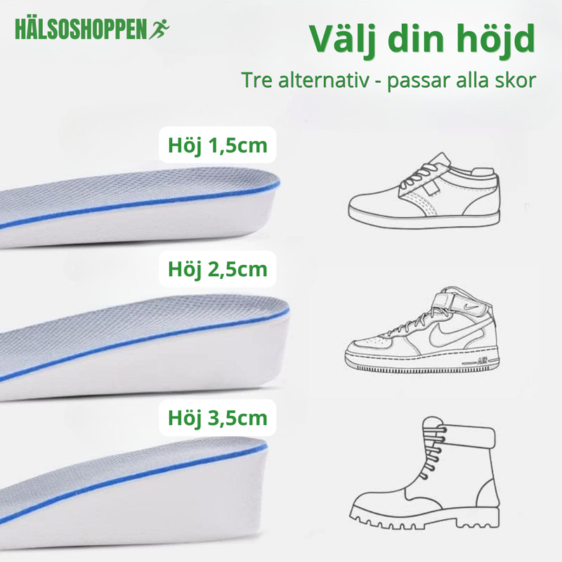 Höjdförhöjande skoinlägg – upp till 3,5 cm