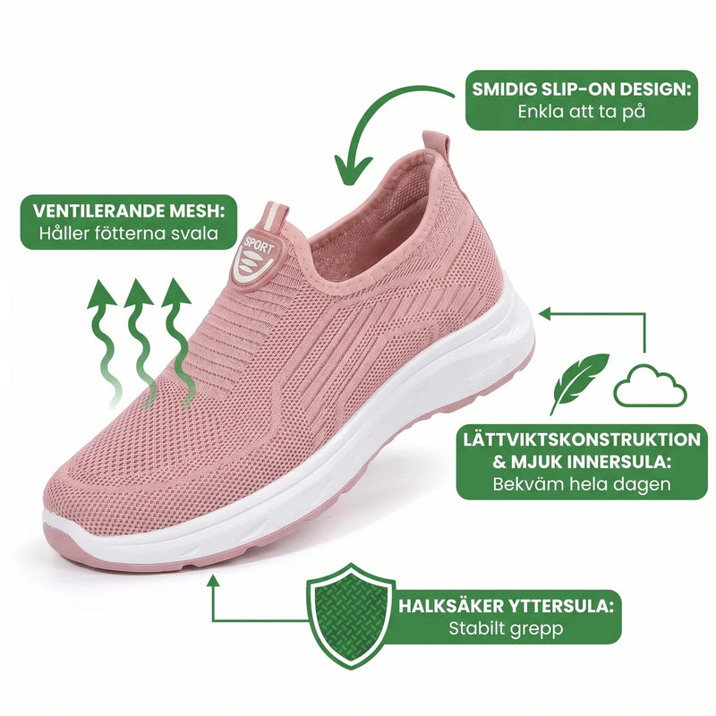 Bekväma Slip-On Sneakers Dam – Lätta Promenadskor med Mesh