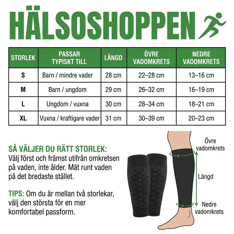 Benskydd för skidåkning och fotboll med EVA-polstring