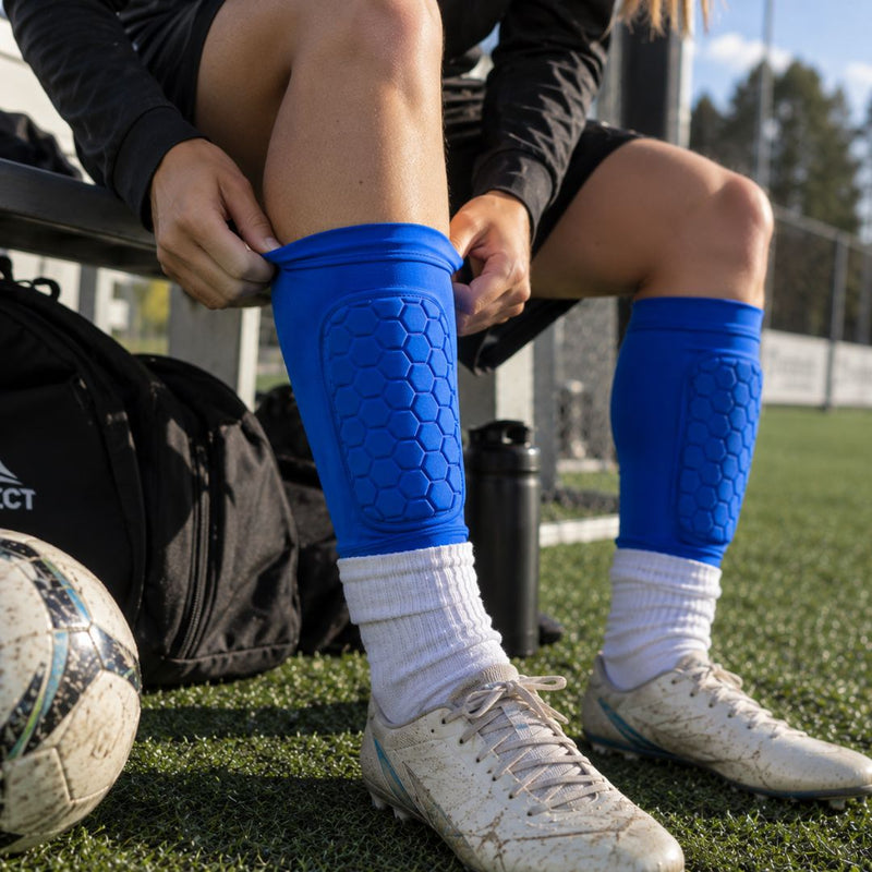 Benskydd för skidåkning och fotboll med EVA-polstring