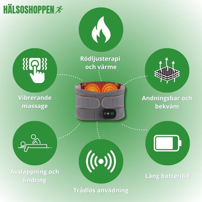 Värmebälte med Rödljus & Vibrationsmassage