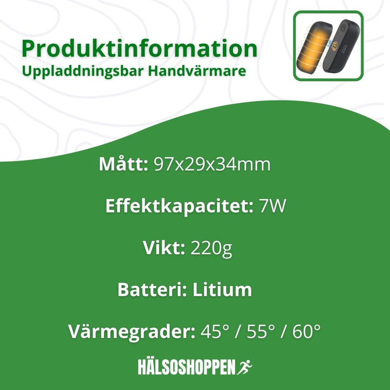 Uppladdningsbara Handvärmare för Kalla Händer – Magnetiska, 3 Värmelägen