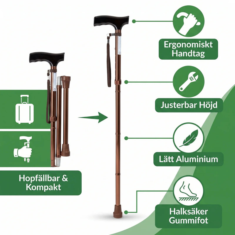 Hopfällbar Gångkäpp i Aluminium