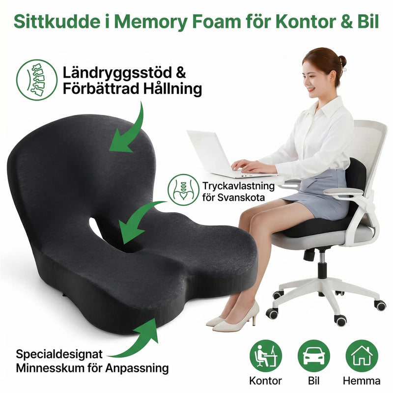 Sittkudde i Memory Foam för Kontor & Bil