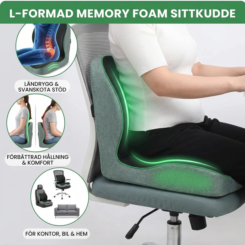 Sittkudde i Memory Foam för Kontor & Bil