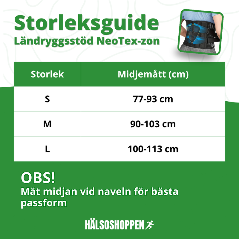 Justerbart ryggbälte med flexibelt material
