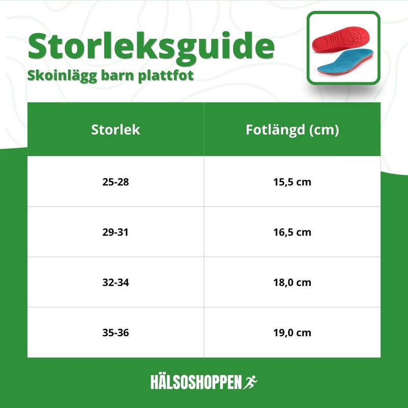 Skoinlägg barn plattfot