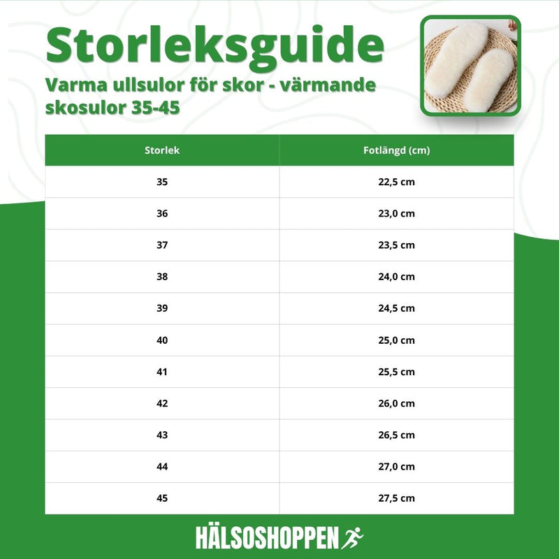 Varma ullsulor för skor – värmande skosulor 35-45