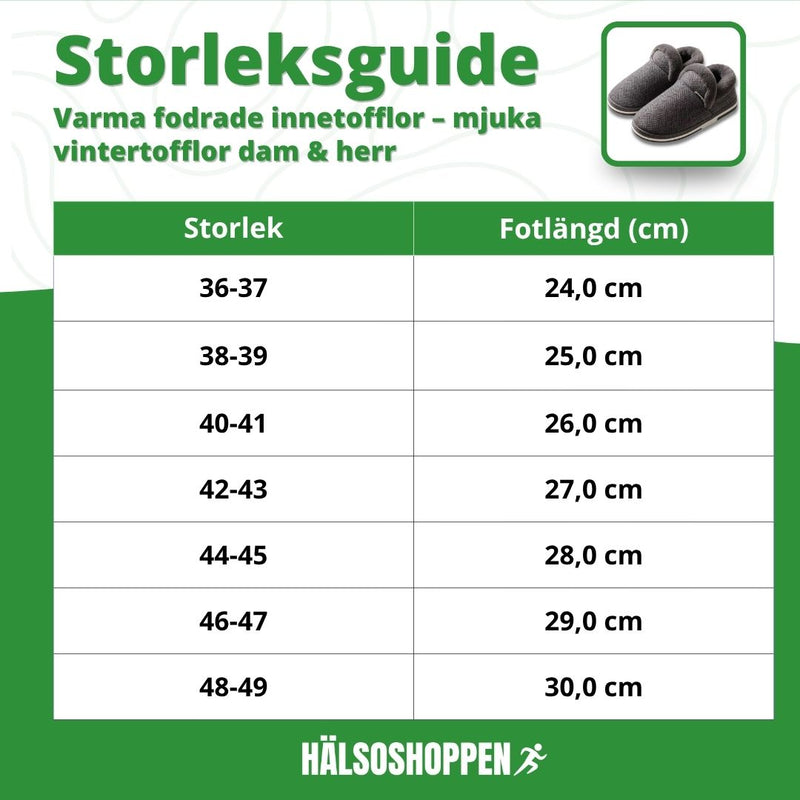 Varma fodrade innetofflor – mjuka vintertofflor dam & herr
