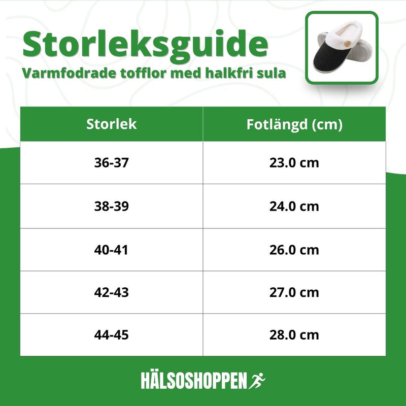 Varmfodrade tofflor med halkfri sula